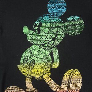 DISNEY SOUTHWESTERN PATTERN MICKEY MOUSE SMALL BLACK T-SHIRT L377